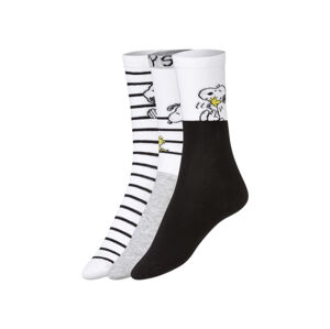 Dámske ponožky, 3 páry (35/38, Snoopy/biela/sivá)