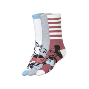 Dámske ponožky, 3 páry (35/38, Mickey Mouse/sivá/ružová)