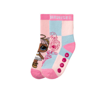 Dievčenské plyšové ponožky, 2 páry (23/26, LOL/ružová/modrá)